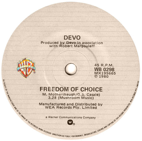 Devo : Freedom Of Choice (7")