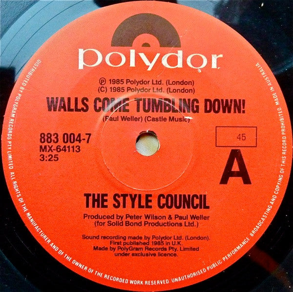 The Style Council : Walls Come Tumbling Down! (7", Single)