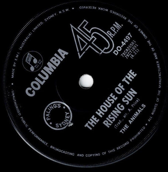 The Animals : The House Of The Rising Sun (7", Single)