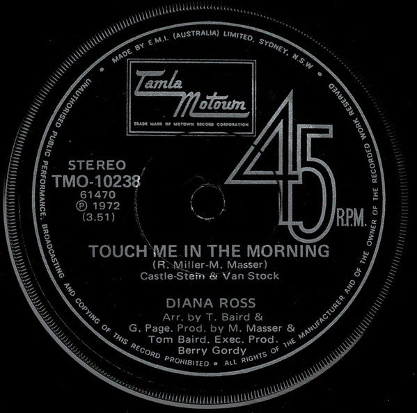 Diana Ross : Touch Me In The Morning (7", Single)