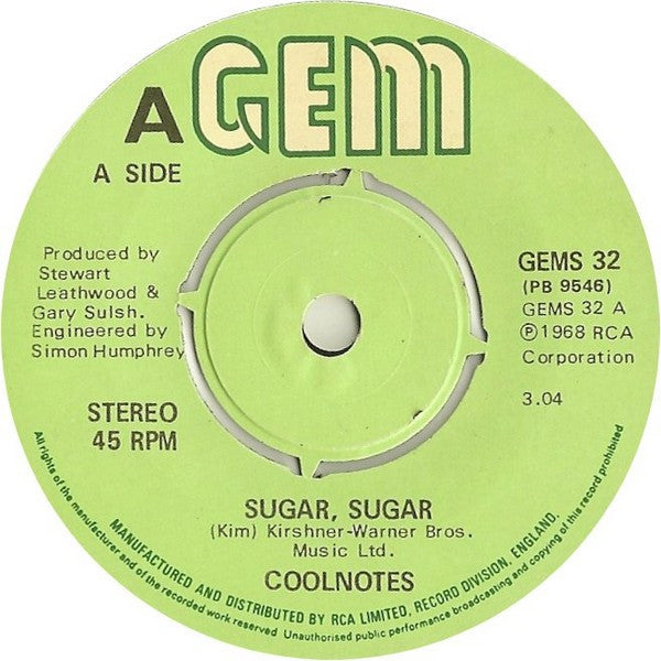 The Cool Notes : Sugar, Sugar (7", Single)