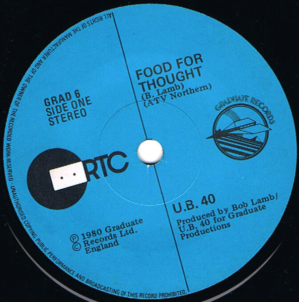 UB40 : Food For Thought (7", Single, Whi)