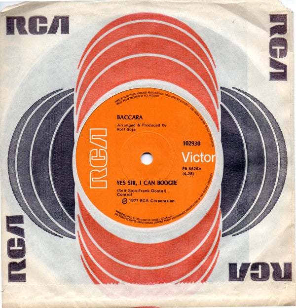 Baccara : Yes Sir, I Can Boogie (7", Single)