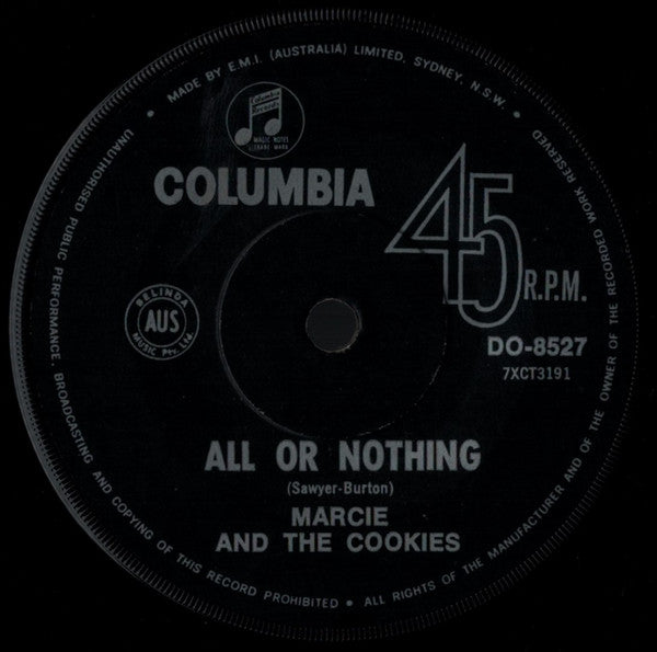 Marcie And The Cookies : I Would If I Could / All Or Nothing (7", Single)