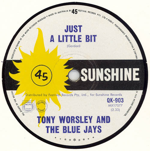 Tony Worsley And The Fabulous Blue Jays : Just A Little Bit (7", Single)