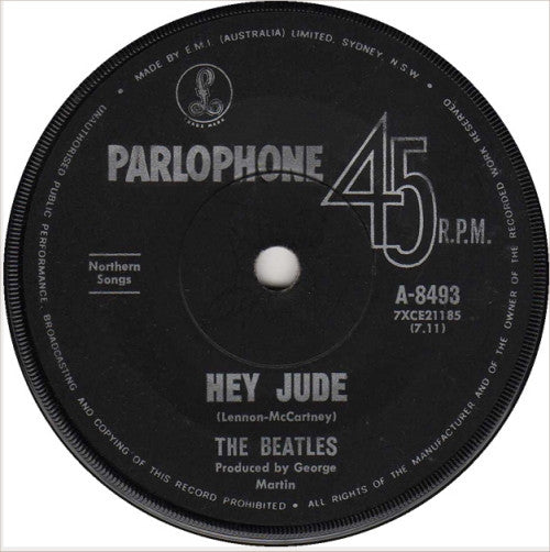 The Beatles : Hey Jude (7", Single, Mono, Fir)
