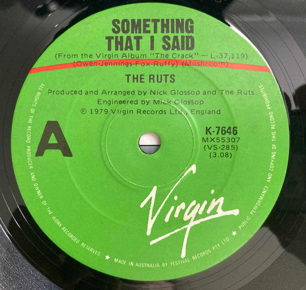 The Ruts : Something That I Said (7", Single)