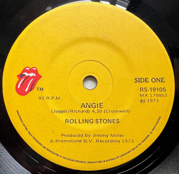 The Rolling Stones : Angie (7", Single)