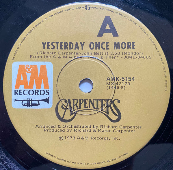 Carpenters : Yesterday Once More (7", Single)