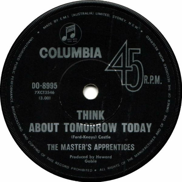 The Master's Apprentices : Think About Tomorrow Today (7", Single)