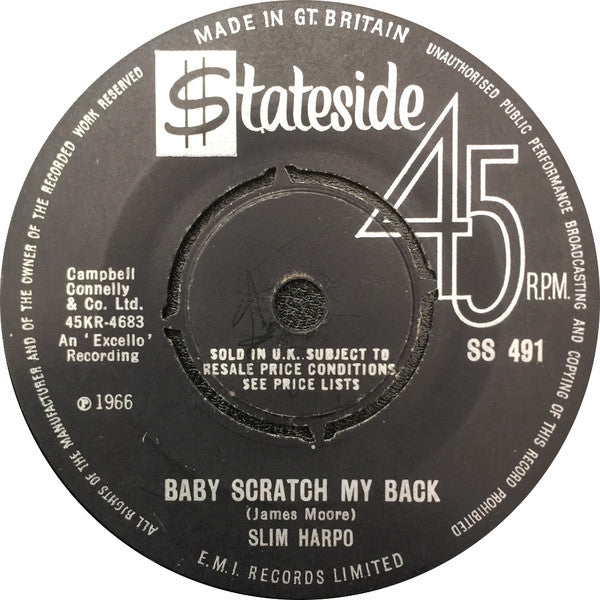 Slim Harpo : Baby Scratch My Back (7", Single)