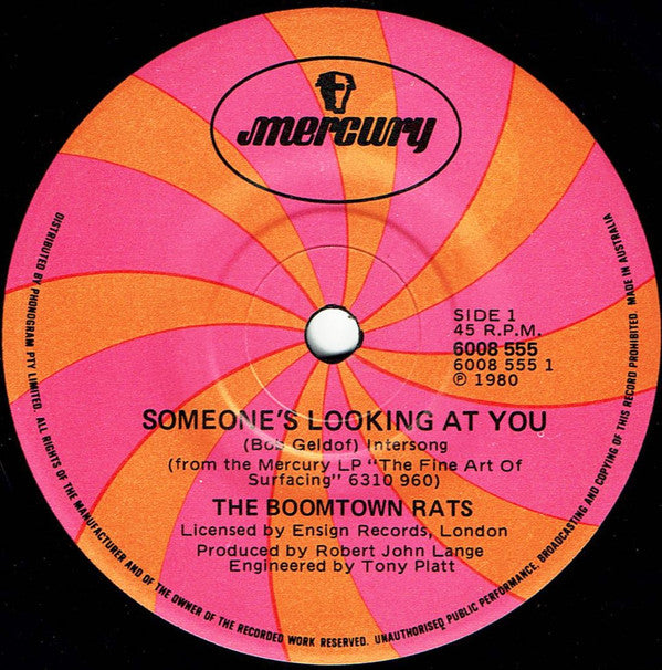 The Boomtown Rats : Someone's Looking At You (7", Single)