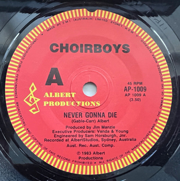 Choirboys : Never Gonna Die (7", Single)