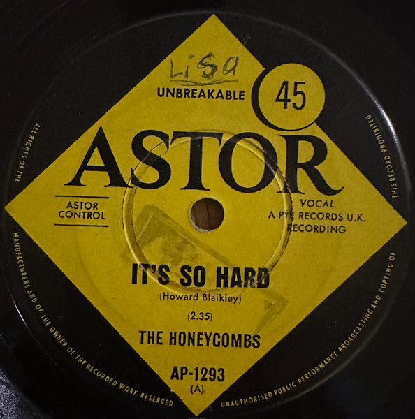 The Honeycombs : It's So Hard (7", Single)