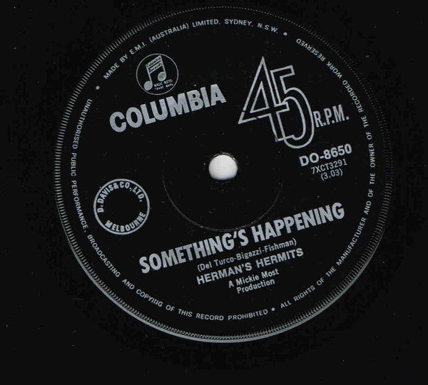 Herman's Hermits : Something's Happening / It's Nice To Be Out In The Morning (7", Single)