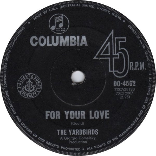 The Yardbirds : For Your Love (7", Single)
