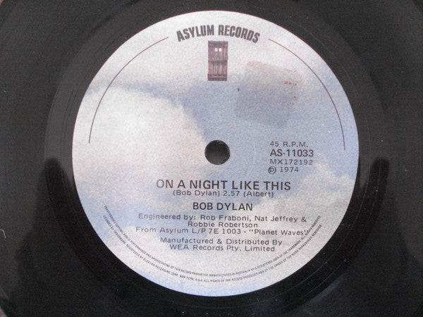 Bob Dylan : On A Night Like This / You Angel You (7", Single)