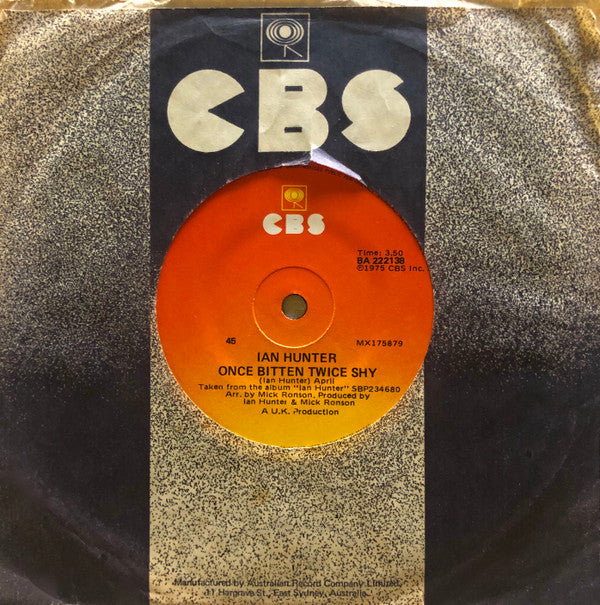 Ian Hunter : Once Bitten Twice Shy (7", Single, RP)