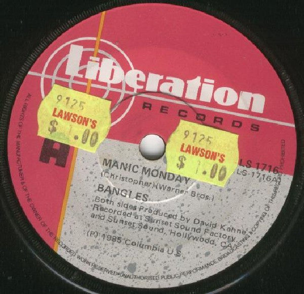 Bangles : Manic Monday (7", Single)
