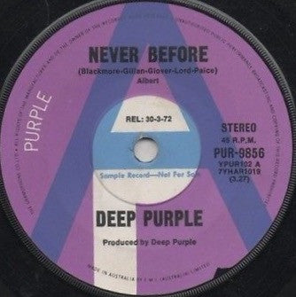 Deep Purple : Never Before (7", Single, Promo)