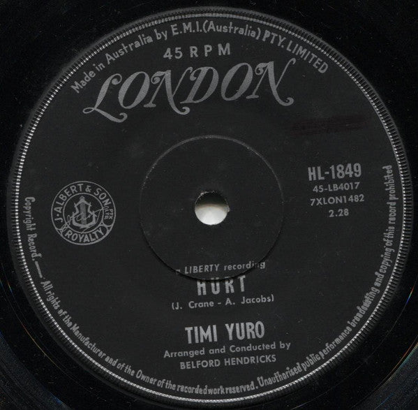 Timi Yuro : Hurt / I Apologize (7", Single)