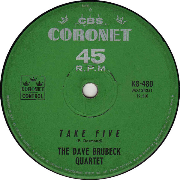 The Dave Brubeck Quartet : Take Five / Blue Rondo A La Turk (7", Single)