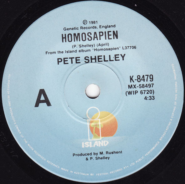 Pete Shelley : Homosapien (7", Single)