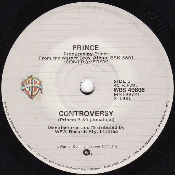 Prince : Controversy (7", Single)