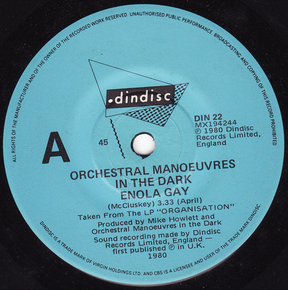 Orchestral Manoeuvres In The Dark : Enola Gay (7", RE)