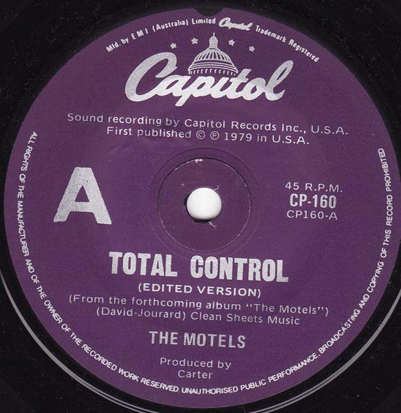 The Motels : Total Control (7", Single, RP)