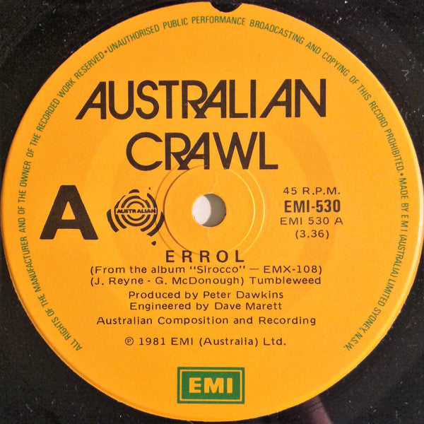 Australian Crawl : Errol (7", Single)
