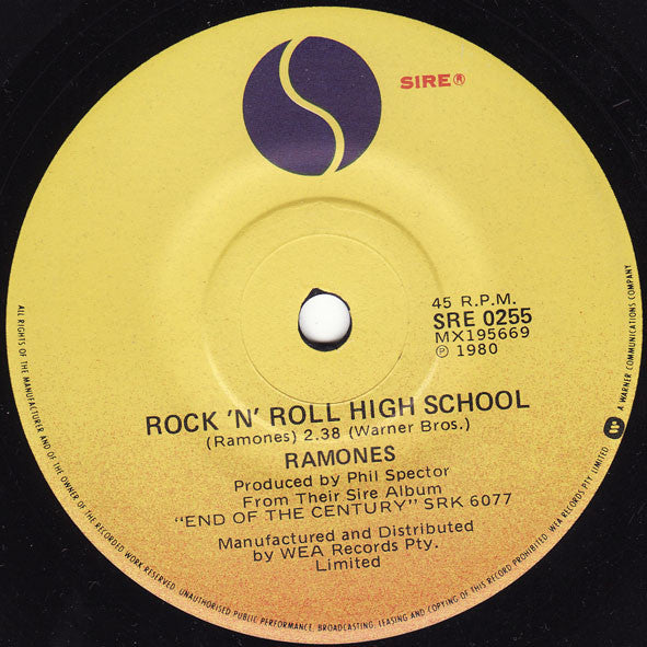 Ramones : Rock 'N' Roll High School (7", Single)