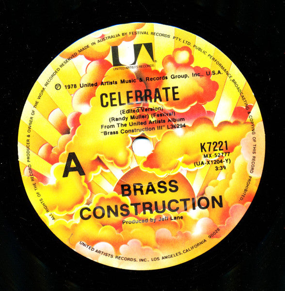 Brass Construction : Celebrate (7", Single)