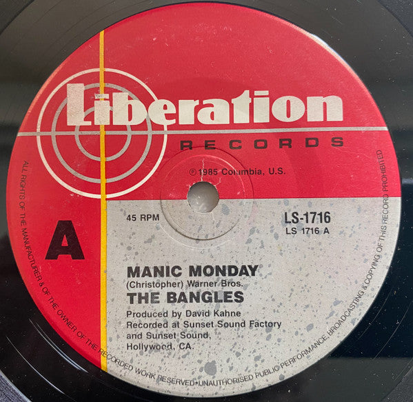 Bangles : Manic Monday (7", Single)