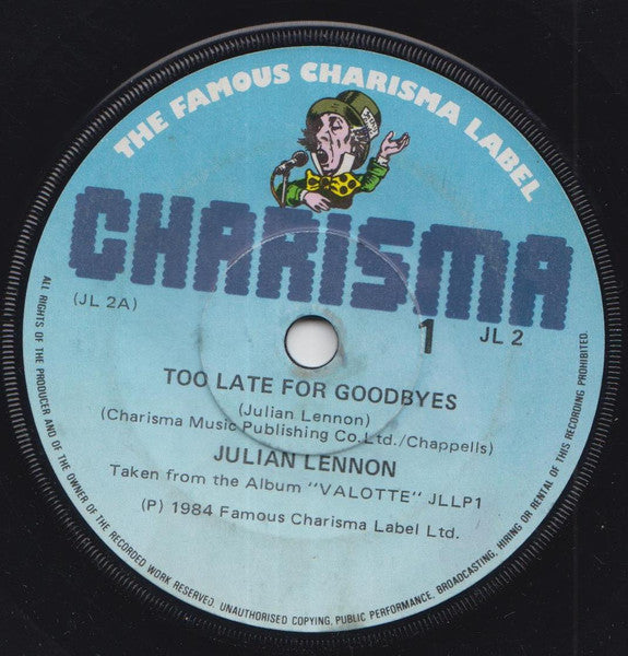 Julian Lennon : Too Late For Goodbyes (7", Single)