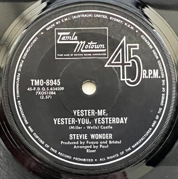 Stevie Wonder : Yester-Me, Yester-You, Yesterday (7", Single)