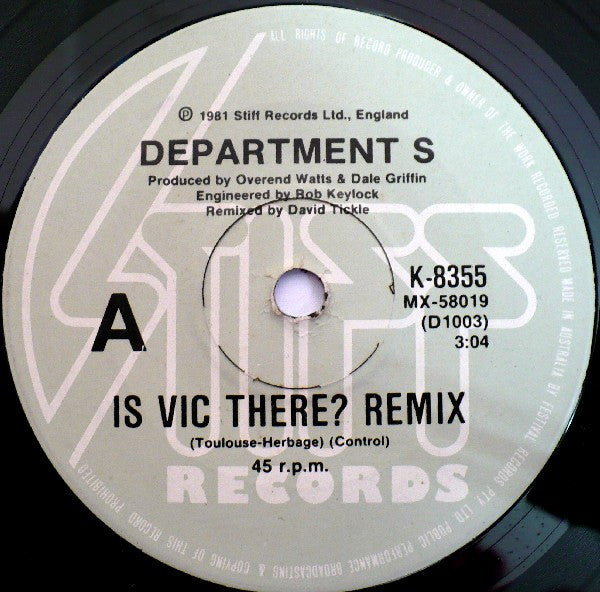 Department S : Is Vic There? (Remix) (7", Single)