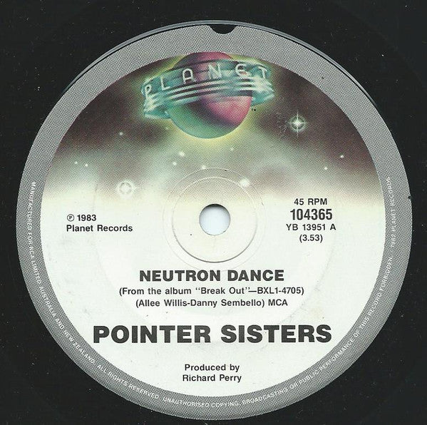 Pointer Sisters : Neutron Dance (7", Single)