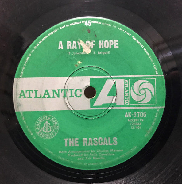 The Rascals : A Ray Of Hope (7", Single)