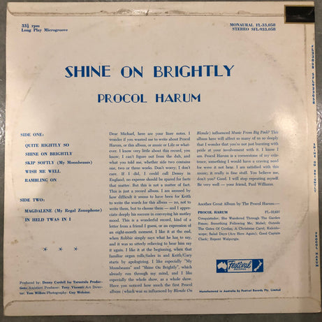 Procol Harum : Shine On Brightly (LP, Album)