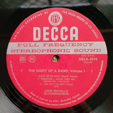 John Mayall : The Diary Of A Band (Volume One) (LP, Album)