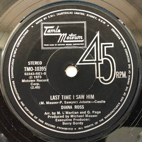 Diana Ross : Last Time I Saw Him (7", Single)