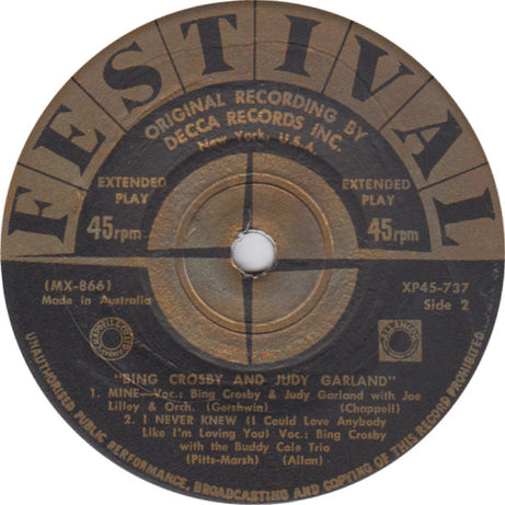 Bing Crosby, Judy Garland : Bing and Judy (7", EP)