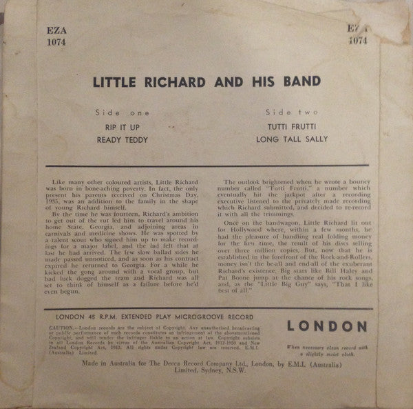 Little Richard And His Band : Little Richard And His Band (7", EP, Sil)