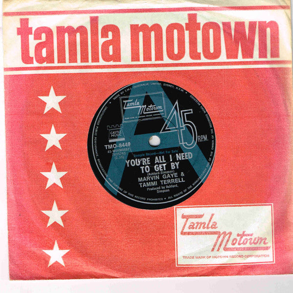 Marvin Gaye & Tammi Terrell : You're All I Need To Get By (7", Single, Mono)