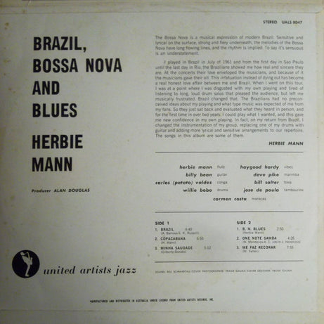 Herbie Mann : Brazil, Bossa Nova & Blues (LP, Album)
