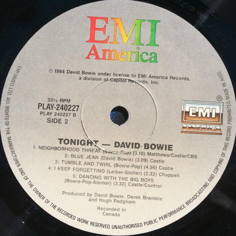 David Bowie : Tonight (LP, Album)