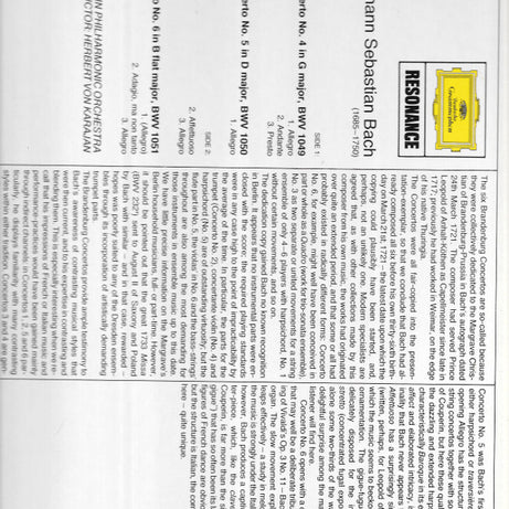 Johann Sebastian Bach, Herbert Von Karajan, Berliner Philharmoniker : Brandenburg Concertos Nos. 4.5.6 (LP)