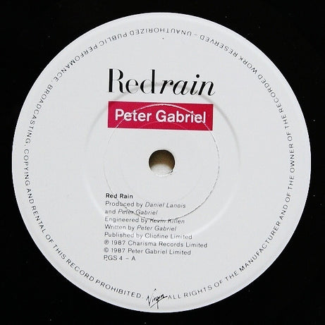 Peter Gabriel : Red Rain (7", Single)