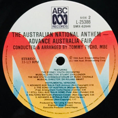 The Sydney Youth Orchestra & The NSW State Conservatorium Of Music Chorale Conducted & Arranged By Tommy Tycho : The Australian National Anthem: Advance Australia Fair (LP)